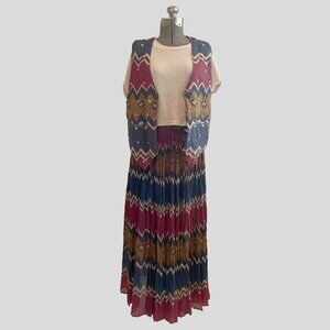 Vintage Leena Studio New York cotton bohemian skirt and vest set